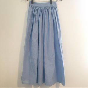 Light Blue Pleated Maxi Skirt with Elastic Waist
